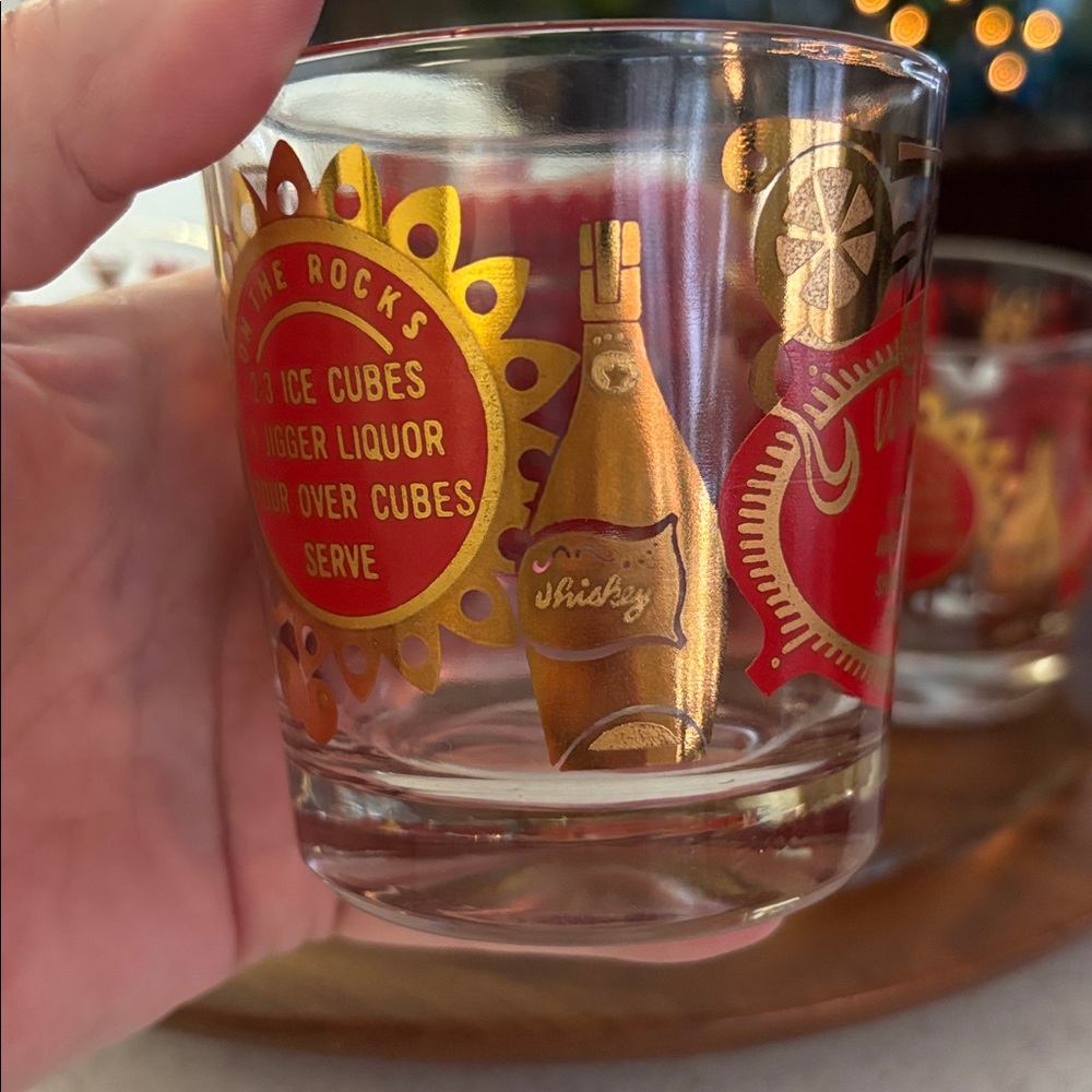 Jeanette Red and 22kt Gold Lowball Glasses - Picture 6 of 9